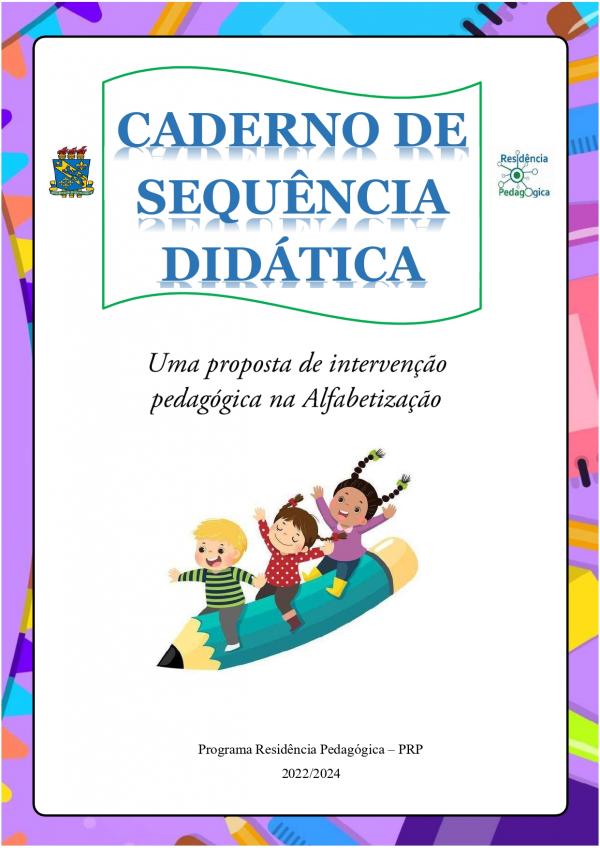 Capa para Caderno de Sequência Didática:  uma proposta de intervenção pedagógica na Alfabetização