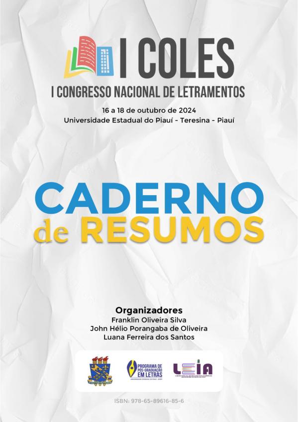 Capa para Caderno de Resumos do I Congresso Nacional de Letramentos