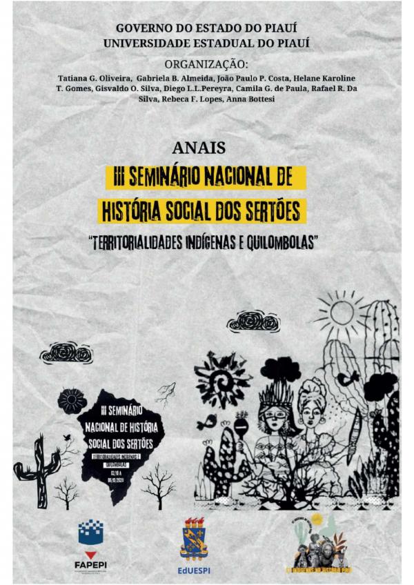 Capa para Anais do III Seminário Nacional de História Social dos Sertões: territorialidades indígenas e quilombolas