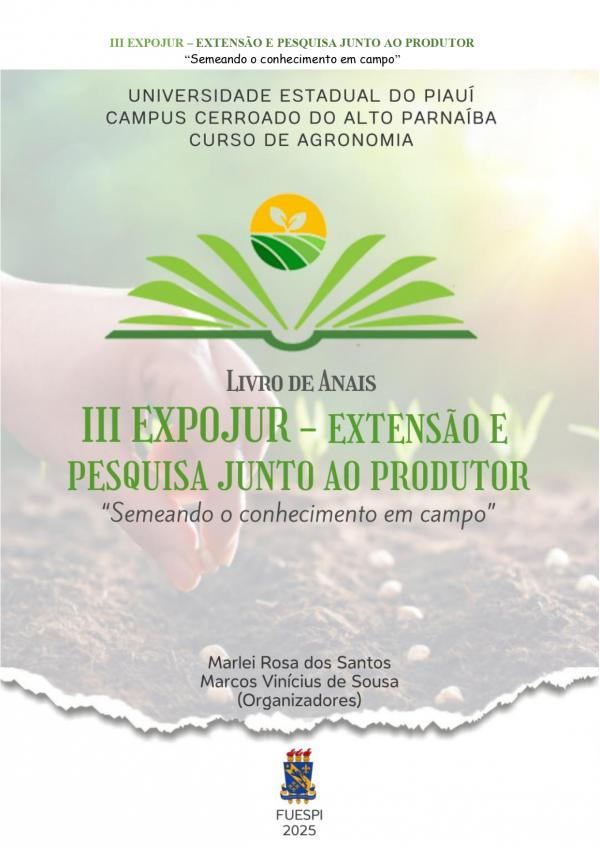 Capa para Livro de Anais III EXPOJUR - Extensão e Pesquisa junto ao Produtor: semeando o conhecimento em campo
