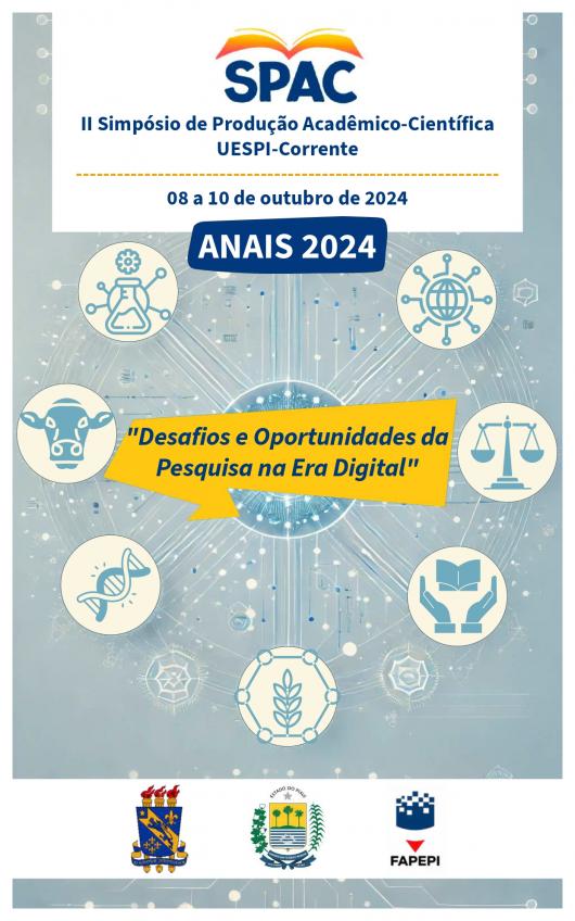 Capa para Anais do II Simpósio de Produção Acadêmica-Científica da UESPI-Corrente: Desafios e Oportunidades da Pesquisa na Era Digital