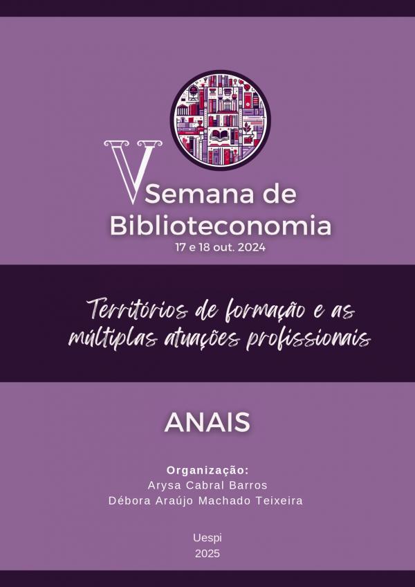Capa para Anais V Semana de Biblioteconomia:  territórios de formação e as múltiplas atuações profissionais
