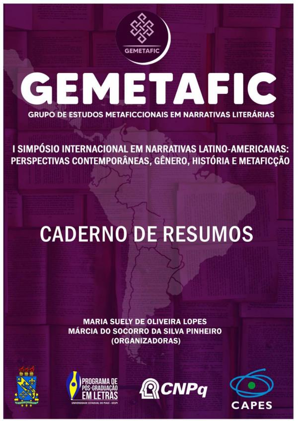 Capa para Caderno de Resumos I Simpósio Internacional em Narrativas Latino-Americanas: perspectivas contemporâneas, gênero, história e metaficção