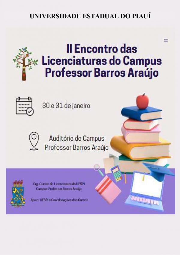 Capa para Livro de anais do II Encontro das Licenciaturas do Campus Professor Barros Araújo