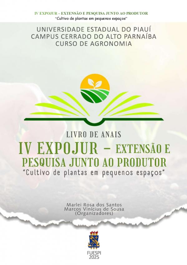Capa para Livro de Anais IV EXPOJUR - Extensão e Pesquisa Junto ao Produtor: cultivo de plantas em pequenos espaços