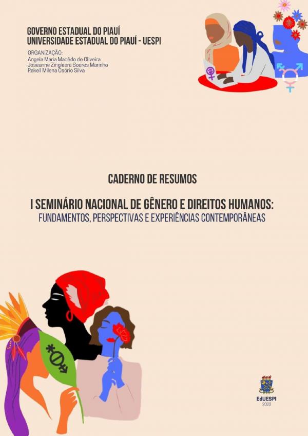 Capa para Caderno de Resumos I Seminário Nacional de Gênero e Direitos Humanos: fundamentos, perspectivas e experiências contemporâneas