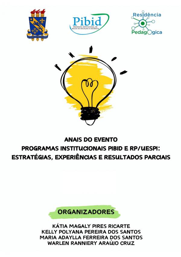 Capa para Anais do  evento programas institucionais  PIBID e RP: estratégias, experiências e resultados parciais (partes I e II)