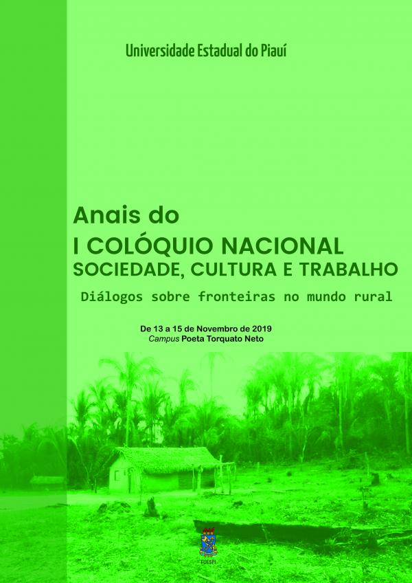 Capa para Anais do  I COLÓQUIO NACIONAL  SOCIEDADE, CULTURA E TRABALHO: Diálogos sobre fronteiras no mundo rural