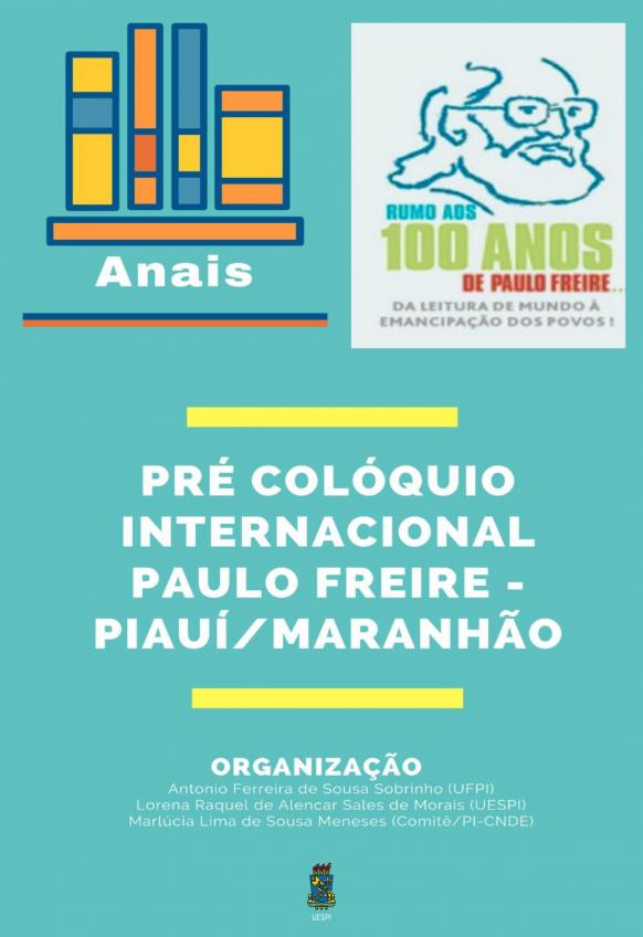 Capa para Anais Pré-Colóquio Internacional Paulo Freire Piauí/ Maranhão
